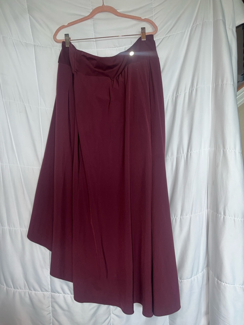 Halara Breezeful High Waisted Asymmetric Faux Wrap Maxi Skirt Burgundy 2X - Picture 3 of 10